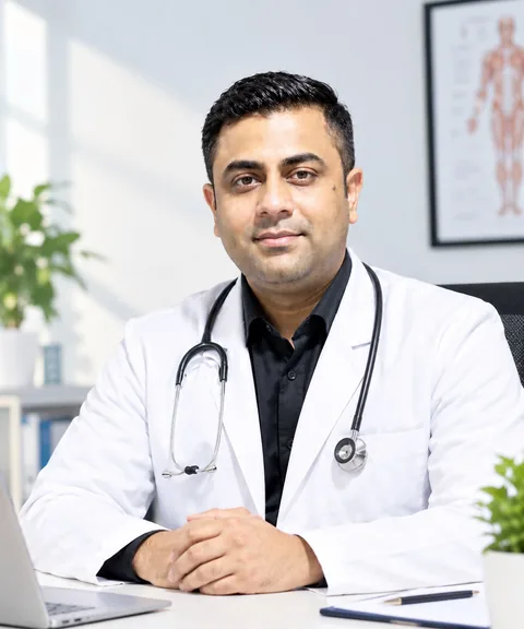 डॉ. अविनाश सिन्हा, सफ़ेद कोट में, क्लिनिक में